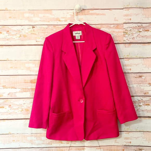 VINTAGE 90s fuchsia pink relaxed fit blazer - Picture 2 of 7